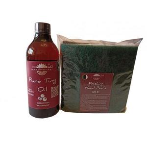 Kit intretinere mobilier lemn masiv, Prep’N Shine-Pure Teak Oil & Hand Pad’s Mix Abrasive, alb, negru, verde, 500 ml, interior, exterior, woodworker imagine