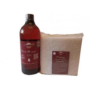 Kit intretinere mobilier lemn masiv, Prep’N Shine-Pure Breed Oil & Hand Pad’s Non Abraziv alb 1000 ml, food-safe, non toxic, woodworker imagine