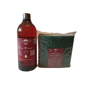 Kit intretinere mobilier lemn masiv, Prep’N Shine-Pure Breed Oil & Hand Pad’s Mix, alb, negru, verde, 1000 ml, food-safe, non toxic, woodworker imagine