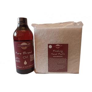 Kit intretinere mobilier lemn masiv, Prep’N Shine-Pure Breed Oil & Hand Pad’s Non Abraziv alb, 500 ml, food-safe, non toxic, woodworker imagine