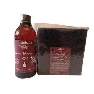 Kit intretinere mobilier lemn masiv, Prep’N Shine-Pure Breed Oil & Hand Pad’s Hard Abrasive negru, 500 ml, food-safe, non toxic, woodworker imagine
