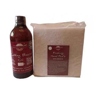 Kit intretinere mobilier lemn masiv, Prep’N Shine-Cutting Board Oil & Hand Pad’s Non Abrasive, alb, 500 ml, tocatoare, food-safe, non toxic, woodworker imagine