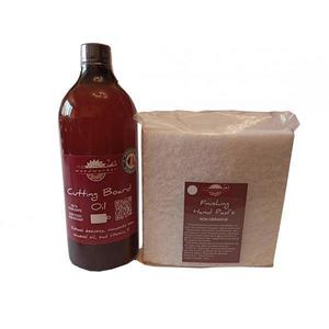 Kit intretinere mobilier lemn masiv, Prep’N Shine-Cutting Board Oil & Hand Pad’s Non Abrasive, alb, 1000 ml, tocatoare, food-safe, non toxic, woodworker imagine