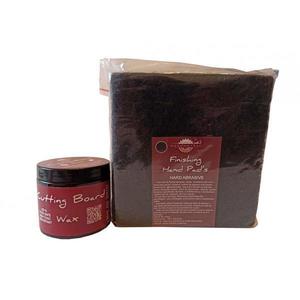 Kit intretinere mobilier lemn masiv, Prep’N Shine-Cutting Board Wax & Hand Pad’s Hard Abrasive, negru, 200 ml, tocatoare, food-safe, non toxic, woodworker imagine
