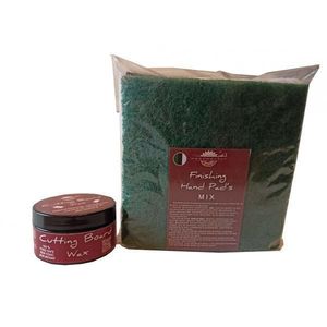 Kit intretinere mobilier lemn masiv, Prep’N Shine-Cutting Board Wax & Hand Pad’s Mix, alb, negru, verde, 100 ml, tocatoare, food-safe, non toxic, woodworker imagine