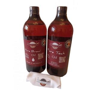 Pachet intretinere lemn masiv, Dual Pack, Pure Breed Oil, 1000 ml, Pure Teak Oil, 1000ml, laveta bumbac, non toxic, mobilier, tocatoare, woodworker imagine