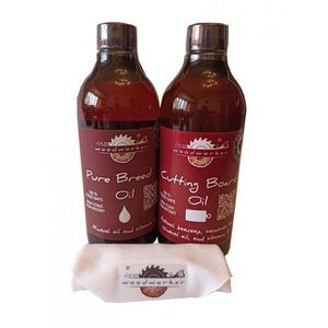 Pachet intretinere lemn masiv, Dual Pack, Pure Breed Oil, 500ml, Cutting Board Oil, 500ml, laveta bumbac, non toxic, tocatoare, woodworker imagine