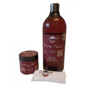 Set finisare-ceruire mobilier lemn masiv, Mix’N Match Pure Teak Oil, 1000 ml, Cutting Board Wax, 200 ml, laveta bbc imagine