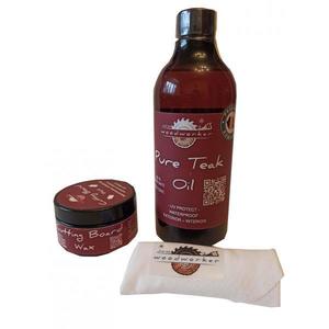 Set finisare-ceruire mobilier lemn masiv, Mix’N Match Pure Teak Oil, 500 ml, Cutting Board Wax, 100 ml, laveta bbc imagine