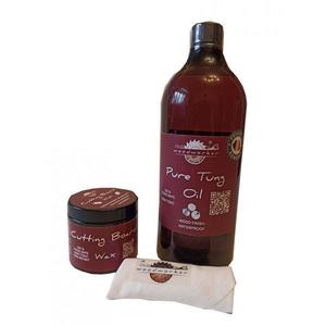 Set finisare-ceruire mobilier lemn masiv, Mix’N Match Pure Tung Oil, 1000 ml, Cutting Board Wax, 200 ml, laveta bbc imagine