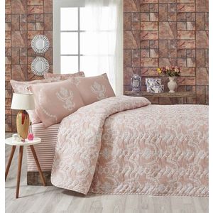 Set cuvertura matlasata Single 160x220 cm, 2 piese, Pure - Powder, Eponj Home, 65% bumbac/35% poliester imagine