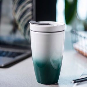 Cana pentru cafea, Villeroy & Boch, To Go Green, inchidere etans, 350 ml, portelan premium/silicon imagine