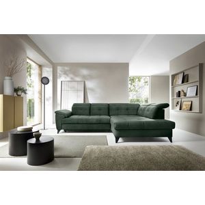 Coltar extensibil dreapta 5 locuri ELTAP, RT-35RAQ, Inferne, 297x210x107 cm, lemn/poliester, verde inchis imagine