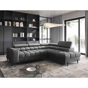 Coltar extensibil dreapta 5 locuri ELTAP, RT-06PA, Ferucce, 276x200x93 cm, lemn/poliester, gri inchis imagine