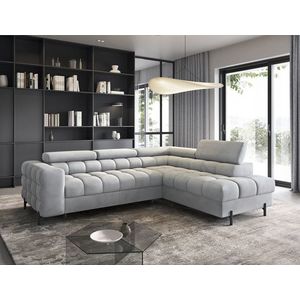 Coltar extensibil dreapta 5 locuri ELTAP, RT-05PA, Ferucce, 276x200x93 cm, lemn/poliester, gri deschis imagine