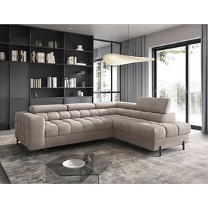 Coltar extensibil dreapta 5 locuri ELTAP, RT-02PA, Ferucce, 276x200x93 cm, lemn/poliester, bej deschis imagine