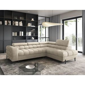 Coltar extensibil dreapta 5 locuri ELTAP, RT-18AU, Ferucce, 276x200x93 cm, lemn/poliester, bej deschis imagine