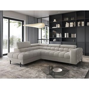 Coltar extensibil stanga 5 locuri ELTAP, LT-20ROY, Ferucce, 276x200x93 cm, lemn/poliester, bej deschis imagine