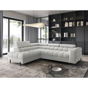 Coltar extensibil stanga 5 locuri ELTAP, LT-03ROY, Ferucce, 276x200x93 cm, lemn/poliester, gri deschis imagine