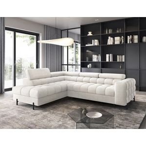 Coltar extensibil stanga 5 locuri ELTAP, LT-01ROY, Ferucce, 276x200x93 cm, lemn/poliester, alb imagine