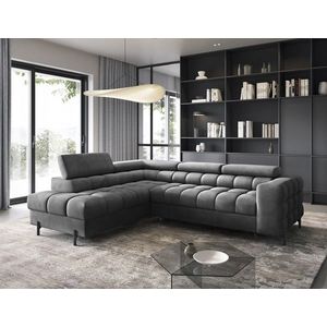 Coltar extensibil stanga 5 locuri ELTAP, LT-06PA, Ferucce, 276x200x93 cm, lemn/poliester, gri inchis imagine