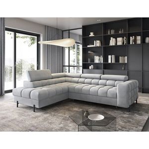 Coltar extensibil stanga 5 locuri ELTAP, LT-05PA, Ferucce, 276x200x93 cm, lemn/poliester, gri deschis imagine