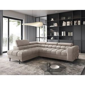 Coltar extensibil stanga 5 locuri ELTAP, LT-02PA, Ferucce, 276x200x93 cm, lemn/poliester, bej deschis imagine