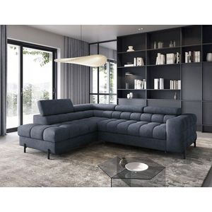 Coltar extensibil stanga 5 locuri ELTAP, LT-40AU, Ferucce, 276x200x93 cm, lemn/poliester, albastru inchis imagine