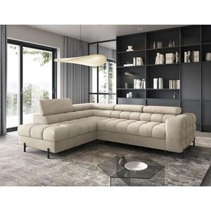Coltar extensibil stanga 5 locuri ELTAP, LT-18AU, Ferucce, 276x200x93 cm, lemn/poliester, bej deschis imagine