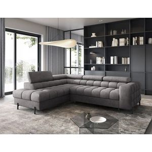 Coltar extensibil stanga 5 locuri ELTAP, LT-04AU, Ferucce, 276x200x93 cm, lemn/poliester, gri imagine