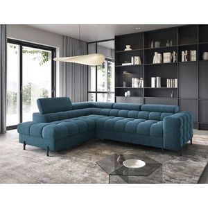 Coltar extensibil stanga 5 locuri ELTAP, LT-40AMO, Ferucce, 276x200x93 cm, lemn/poliester, albastru imagine