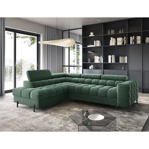 Coltar extensibil stanga 5 locuri ELTAP, LT-35AMO, Ferucce, 276x200x93 cm, lemn/poliester, verde inchis imagine