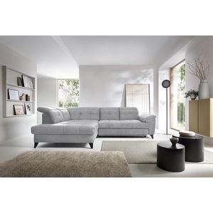 Coltar extensibil stanga 5 locuri ELTAP, LT-04AU, Inferne, 297x210x107 cm, lemn/poliester, gri deschis imagine