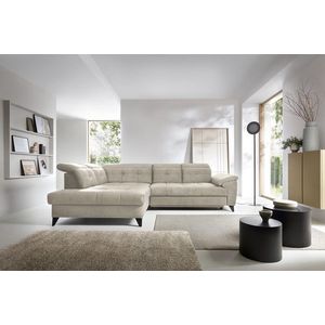 Coltar extensibil stanga 5 locuri ELTAP, LT-18AU, Inferne, 297x210x107 cm, lemn/poliester, bej deschis imagine