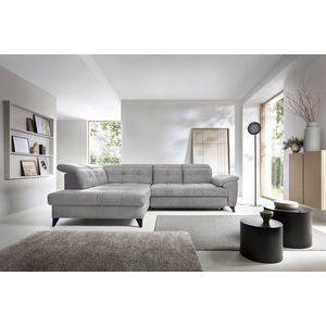 Coltar extensibil stanga 5 locuri ELTAP, LT-04RAQ, Inferne, 297x210x107 cm, lemn/poliester, gri deschis imagine