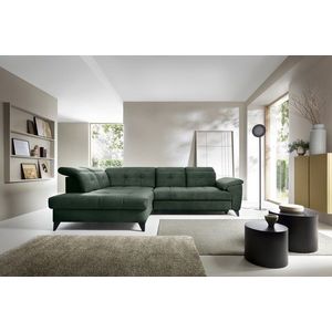 Coltar extensibil stanga 5 locuri ELTAP, LT-35RAQ, Inferne, 297x210x107 cm, lemn/poliester, verde inchis imagine