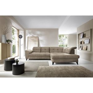 Coltar extensibil dreapta 5 locuri ELTAP, RT-20AU, Inferne, 297x210x107 cm, lemn/poliester, bej inchis imagine
