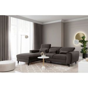 Coltar extensibil stanga 4 locuri ELTAP, Foble, 267x196x100 cm, lemn/poliester, maro inchis imagine