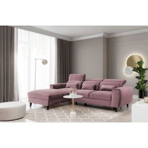 Coltar extensibil stanga 4 locuri ELTAP, Foble, 267x196x100 cm, lemn/poliester, roz inchis imagine
