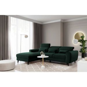 Coltar extensibil stanga 4 locuri ELTAP, Foble, 267x196x100 cm, lemn/poliester, verde inchis imagine