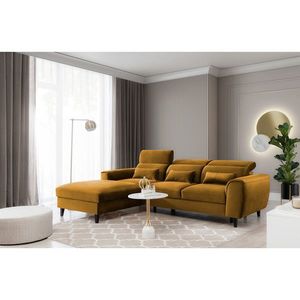 Coltar extensibil stanga 4 locuri ELTAP, Foble, 267x196x100 cm, lemn/poliester, mustar imagine