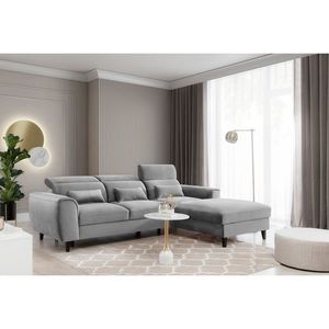 Coltar extensibil dreapta 4 locuri ELTAP, Foble, 267x196x100 cm, lemn/poliester, gri deschis imagine