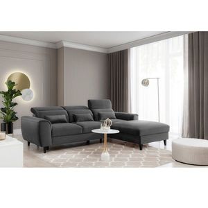 Coltar extensibil dreapta 4 locuri ELTAP, Foble, 267x196x100 cm, lemn/poliester, gri inchis imagine