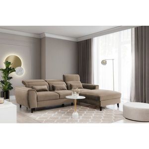 Coltar extensibil dreapta 4 locuri ELTAP, Foble, 267x196x100 cm, lemn/poliester, maro deschis imagine