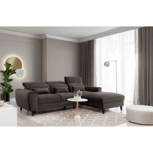 Coltar extensibil dreapta 4 locuri ELTAP, Foble, 267x196x100 cm, lemn/poliester, maro inchis imagine