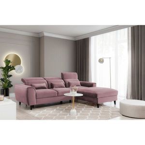 Coltar extensibil dreapta 4 locuri ELTAP, Foble, 267x196x100 cm, lemn/poliester, roz inchis imagine