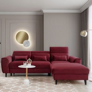 Coltar extensibil dreapta 4 locuri ELTAP, Foble, 267x196x100 cm, lemn/poliester, rosu imagine