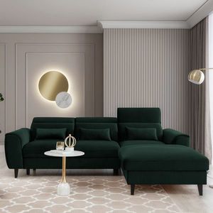 Coltar extensibil dreapta 4 locuri ELTAP, Foble, 267x196x100 cm, lemn/poliester, verde inchis imagine