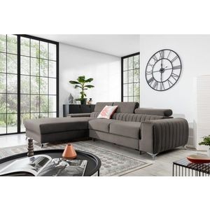 Coltar extensibil stanga 3 locuri ELTAP, LT-04LO, Grayson, 278x205x92 cm, lemn/poliester, gri imagine