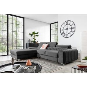 Coltar extensibil stanga 3 locuri ELTAP, LT-04NU, Grayson, 278x205x92 cm, lemn/poliester, gri imagine